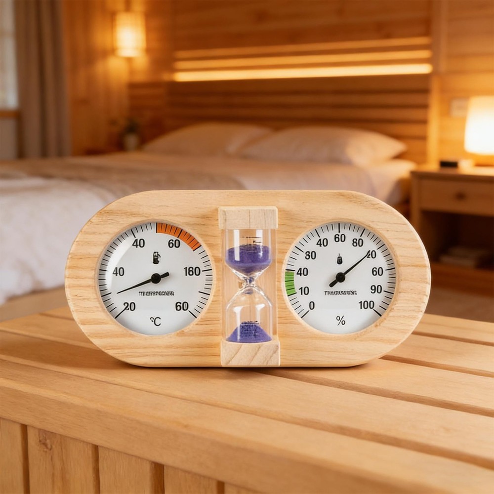 Sauna Temperature Gauge 15-Minute Countdown Hygrometer Meter Wall Mount