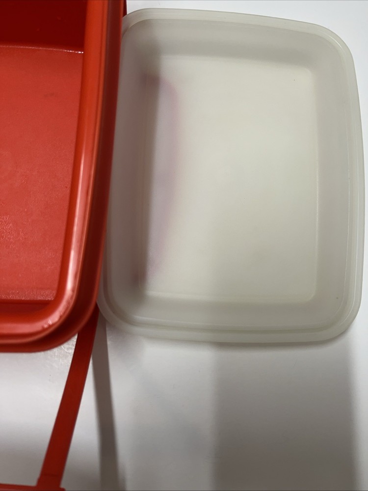 Vintage Tupperware Orange Lunch Box With Lid And Handle