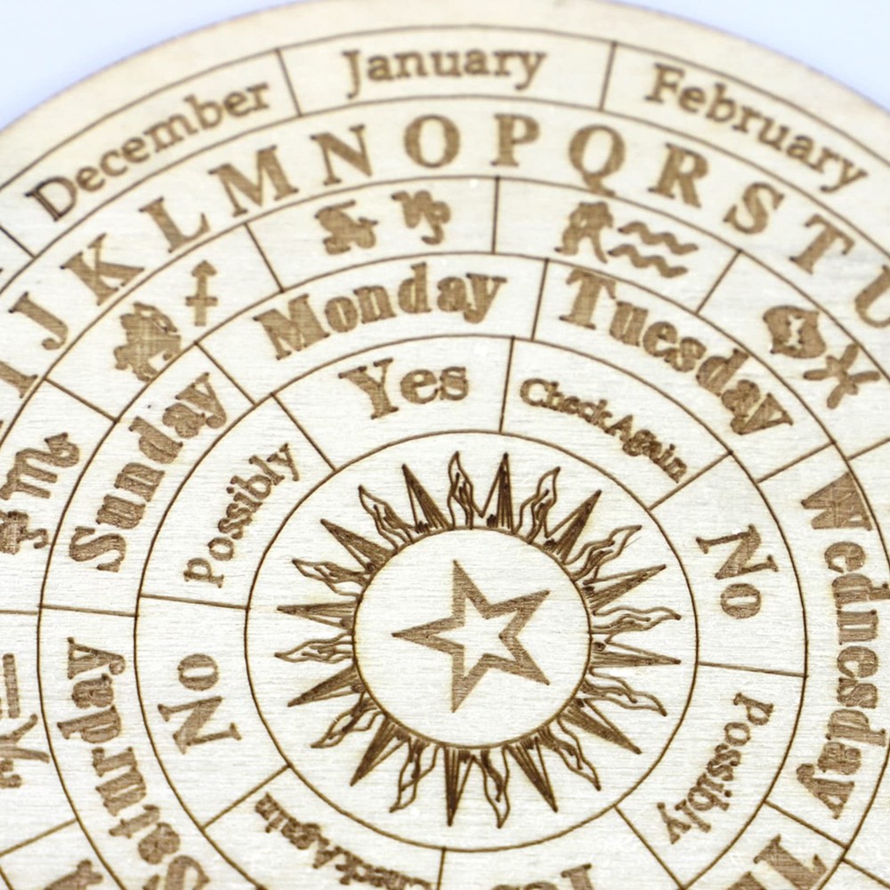 Andoer Wooden Star Pendulum Board Dowsing Divination Metaphysical Round