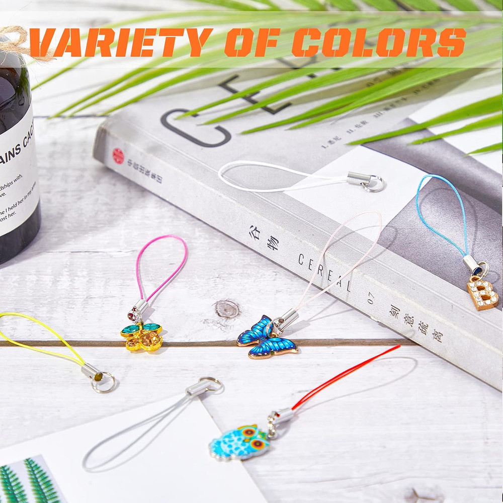 Frienda 200 Pcs Phone Charms Strap Kit, Cell Phone Split Ring Strap, Keychains