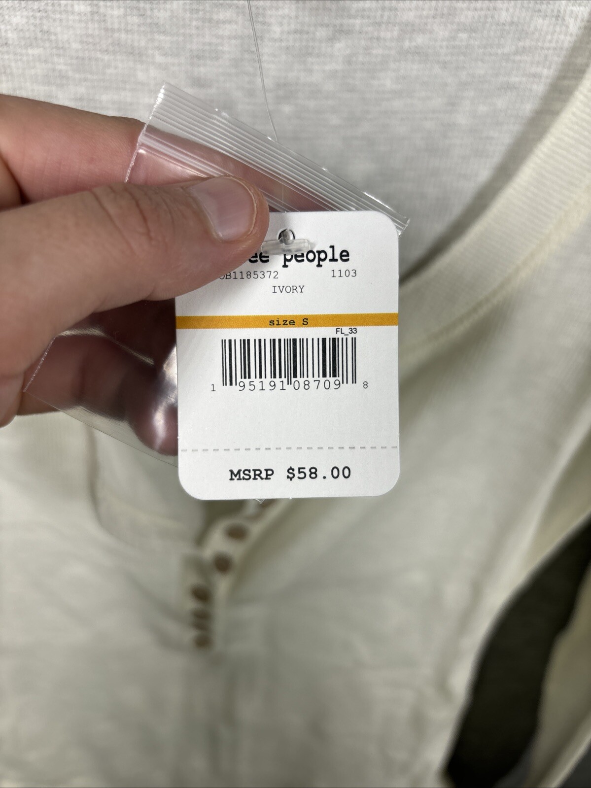 NEW Intimately Free People Dylan Thermal Bodysuit Ivory Size S