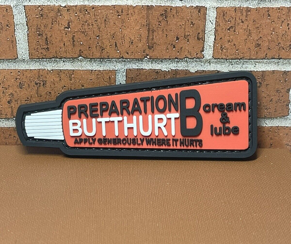 PVC Tactical Patch, Morale Butthurt Patch, Rubber Hook Backed Gun Patch