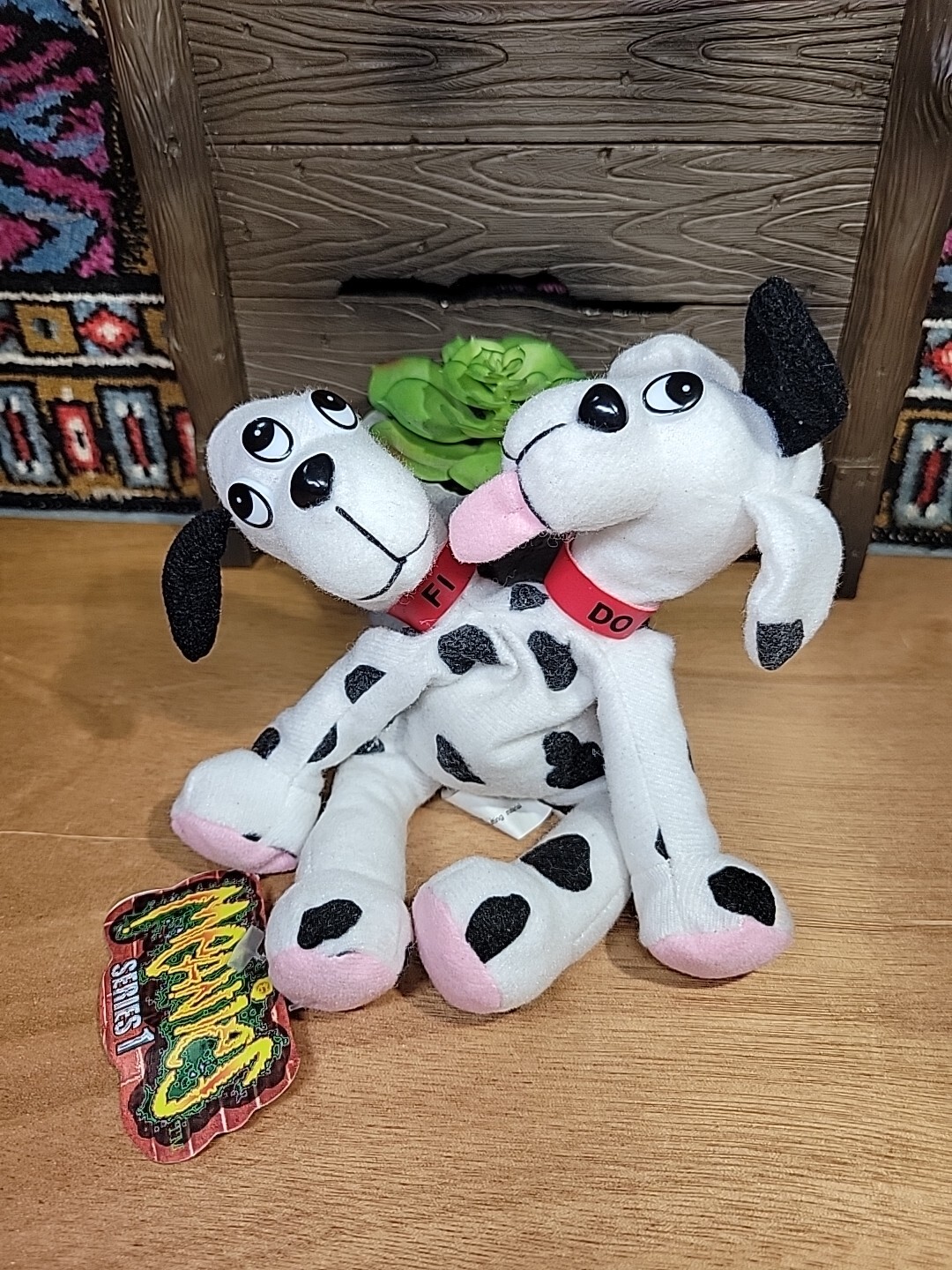 New 1997 Meanies Series 1 Fi-Do The Dalmutation 2 Headed Dog Plush W/ Tag Topkat
