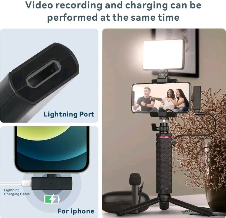 Vlogging Kit, SV01 Video Kit with Wireless Lavalier Microphone for iPhone, Mini