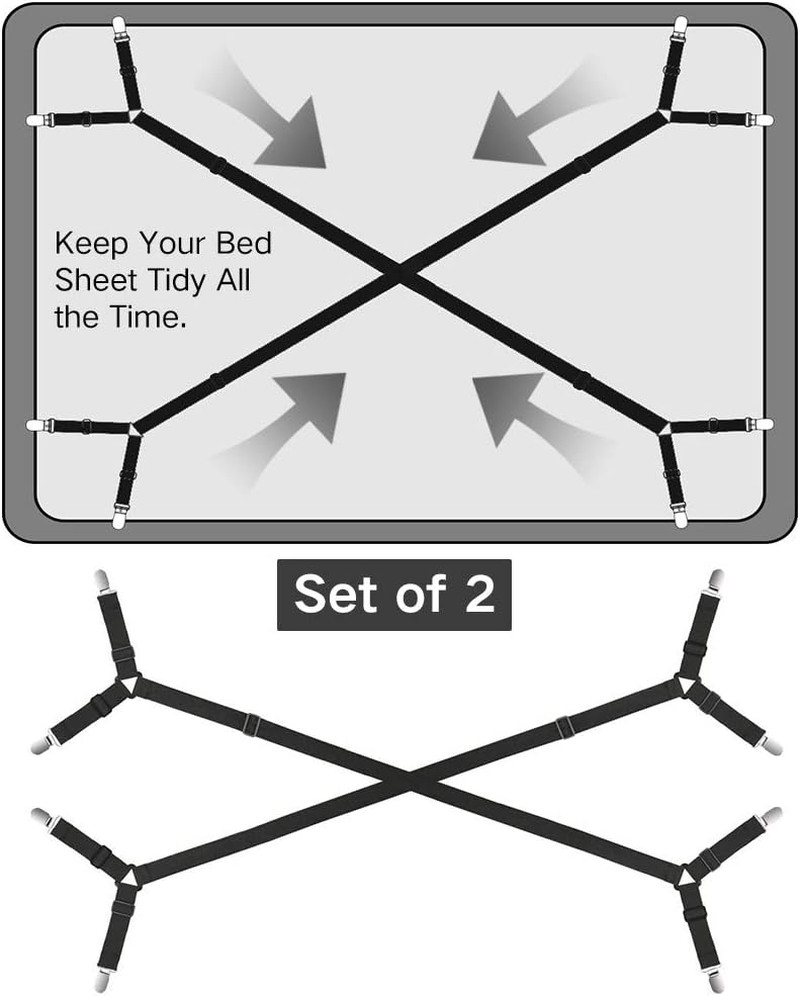 Bed Sheet Fasteners, Adjustable Triangle Elastic Suspenders Gripper Holder Strap