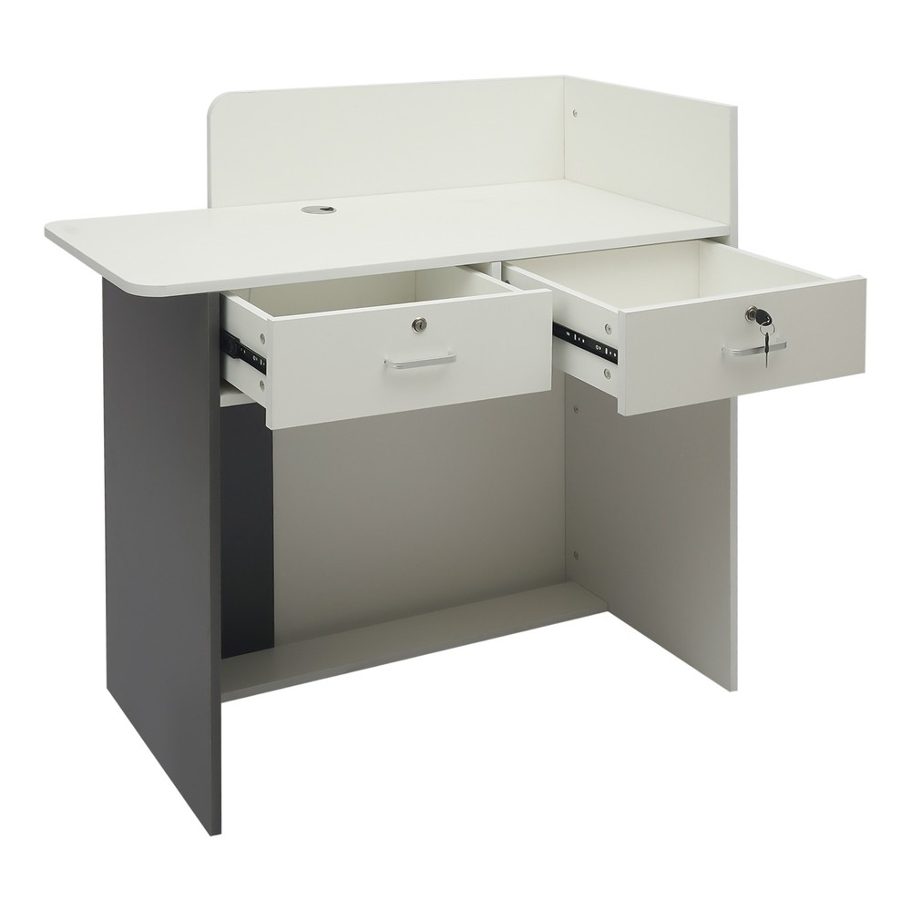 Compact LED Reception Desk with 2 Lockable Drawers Front Desk for Retail Salon