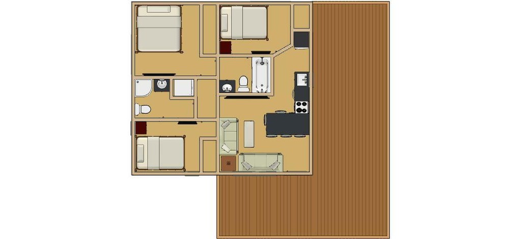 600sqft - 24'x25' - 3bedrm/2bath - Tiny/Small House Plan - us - ala cart