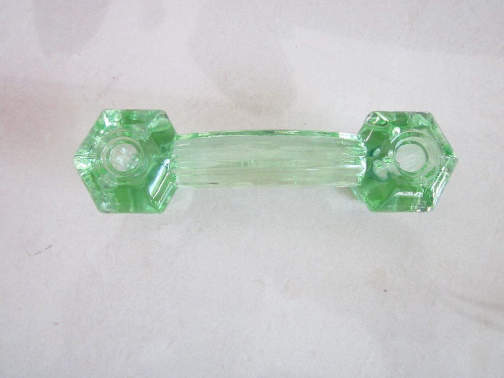 LIGHT GREEN GLASS CABINET PULLS DRAWER HANDLES VINTAGE STYLE