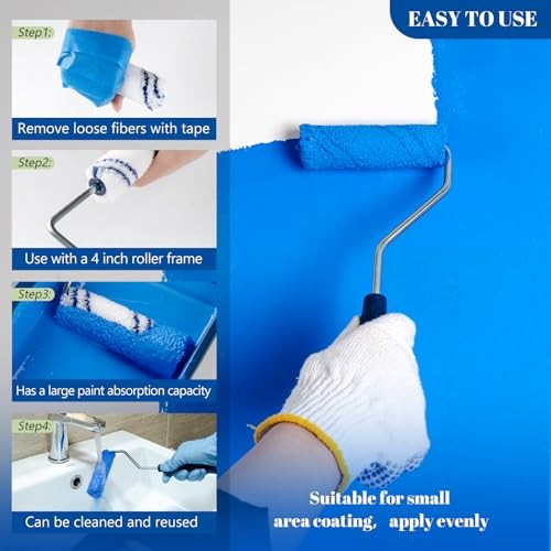 40 Pack 4 Inch Microfiber Paint Roller, Small 4 Inch Paint Roller Kit, 40 Pack