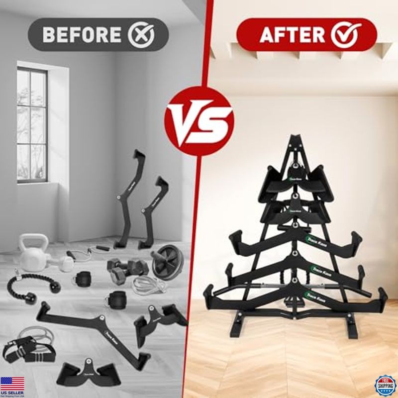 Lat Pulldown Attachment Rack - Cable Machine Organizer for Home Gym Storage