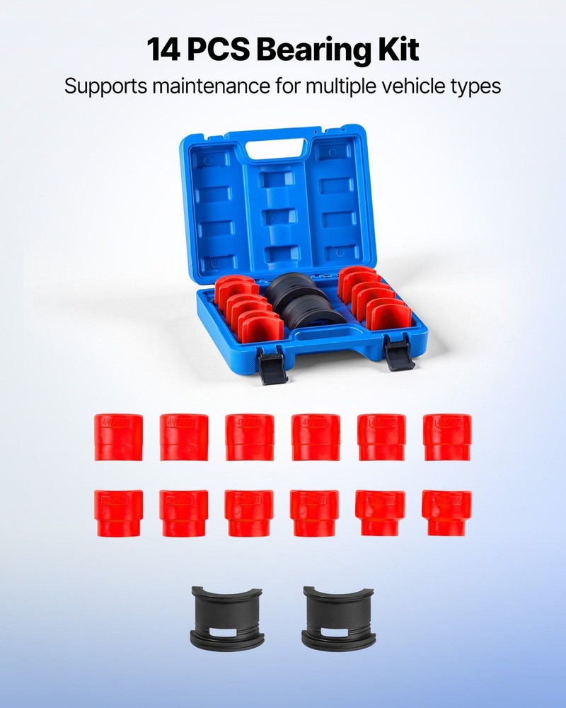14Pcs Versatile Bearing Service Set with Impact Resistant Components
