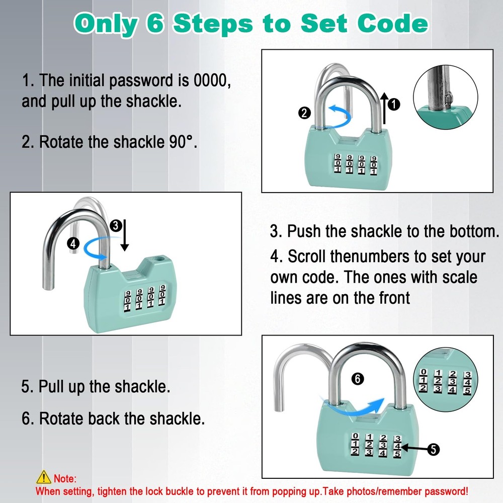 2 Pack Combination Locks, 4-Digit Fashion Combo Lock, Combination Padlock Wat...