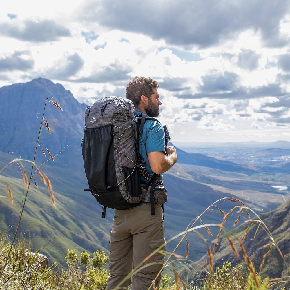 Naturehike 65L Internal Frame Hiking Backpack for Outdoor Camping Black