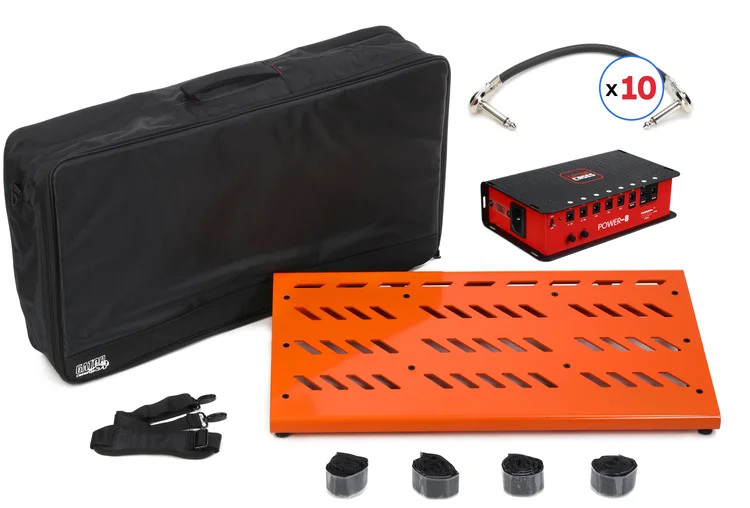 Gator Extra Large Pedalboard Bundle w/ Bag, Power 8 Power Supply, and Patch