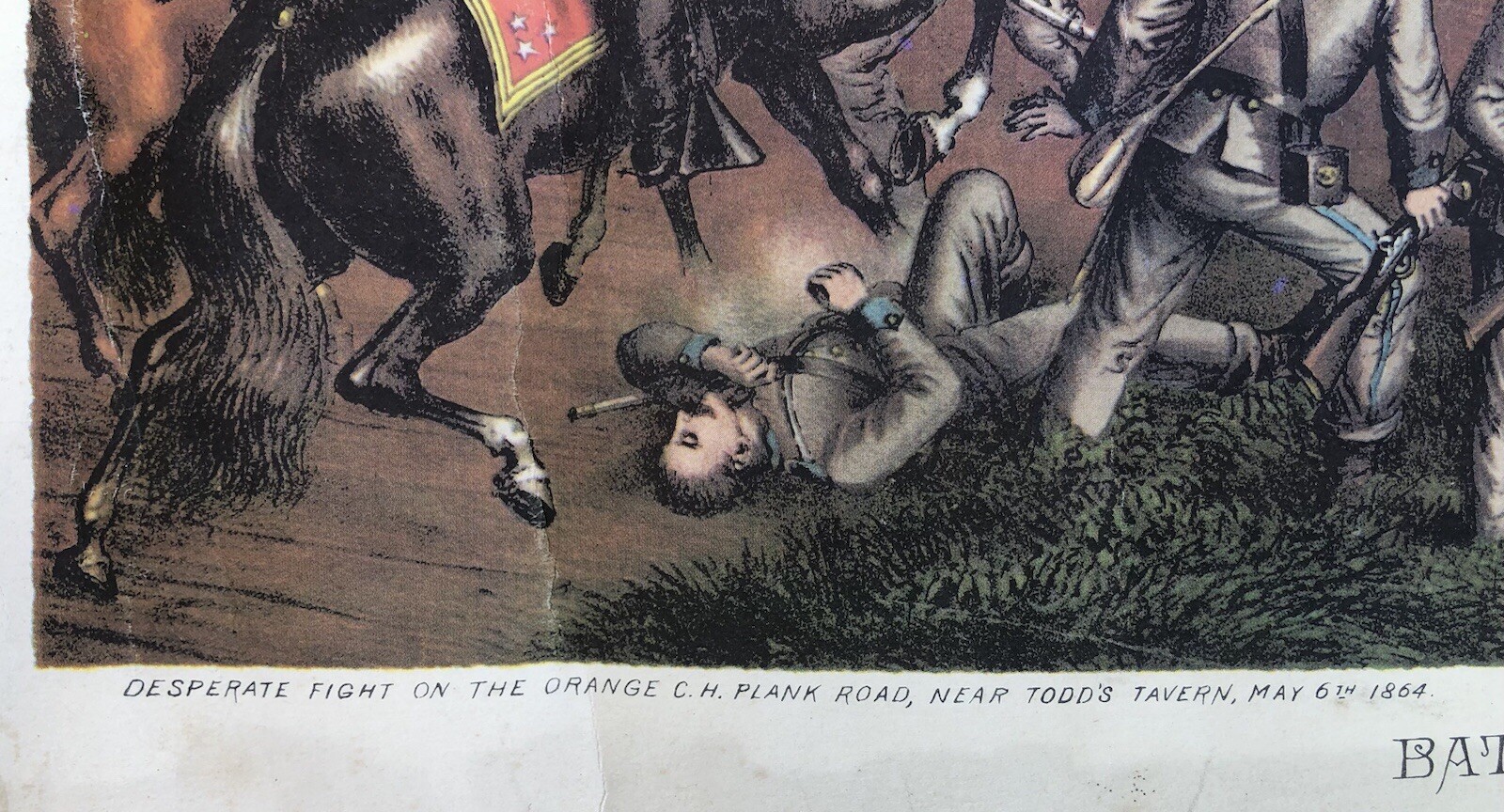 1887 Kurz & Allison "BATTLE OF THE WILDERNESS" 1864 Civil War Lithograph Print