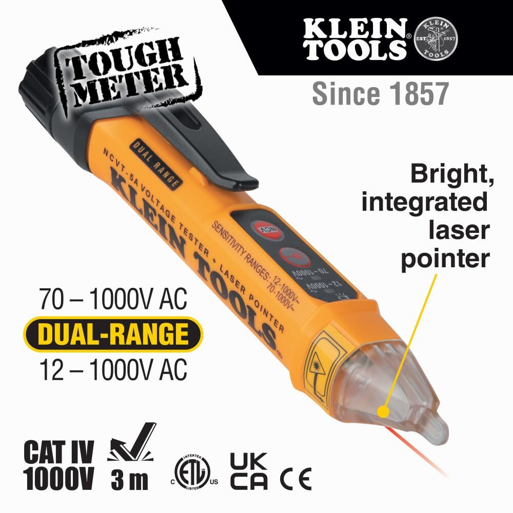 Klein Tools NCVT 5A Non Contact Voltage Tester with Laser Pointer 1000V AC