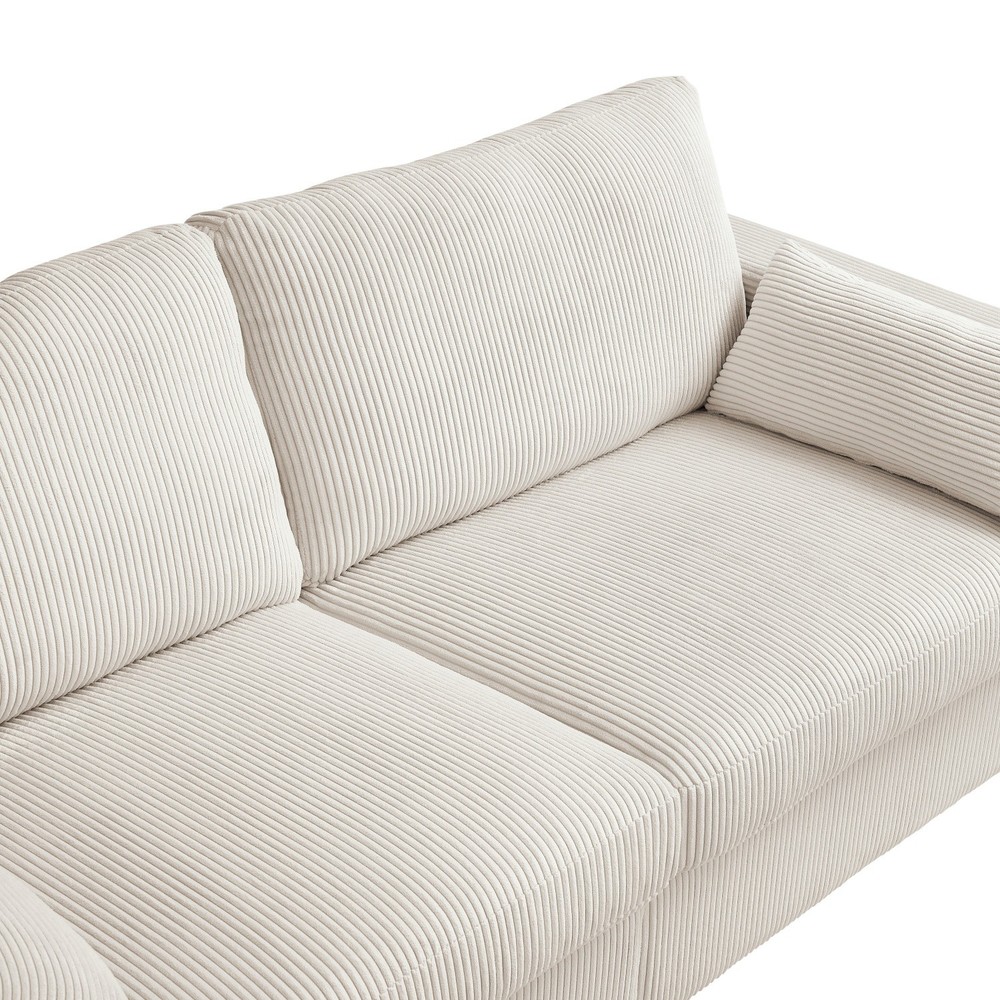 Solid Wood Frame Loveseat Sofa w/ Spring Cushions Removable Cover for Apartment