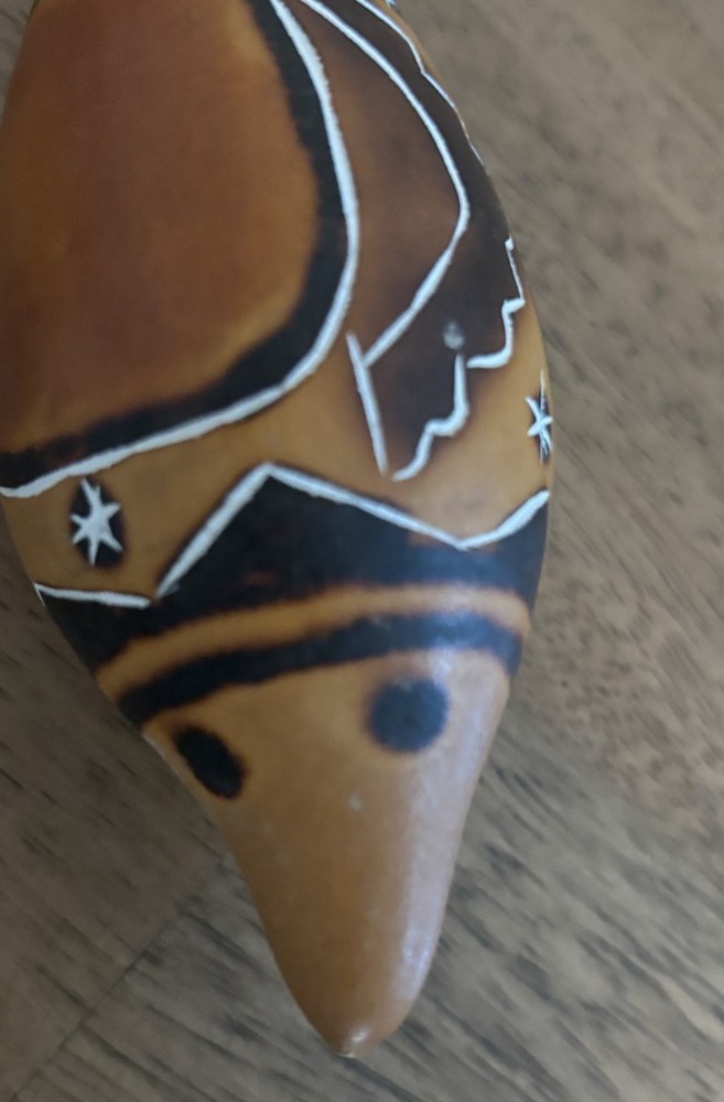 Etched Maraca Rattle Shaker Gourd