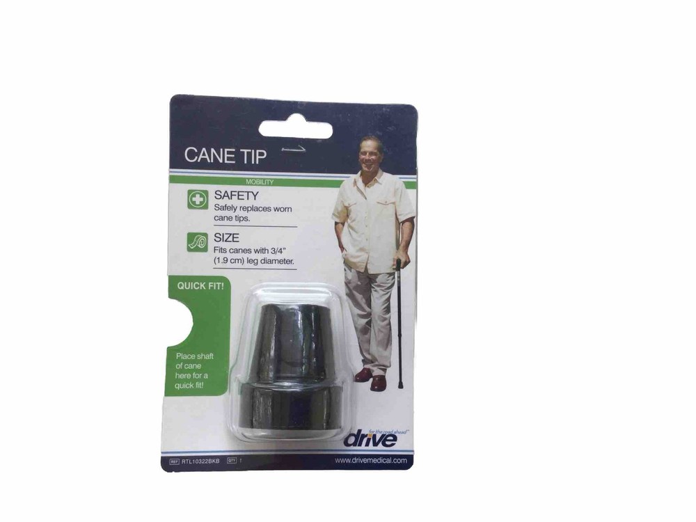 **NEW** Drive Medical Cane Tips Mobility One Pair - Black