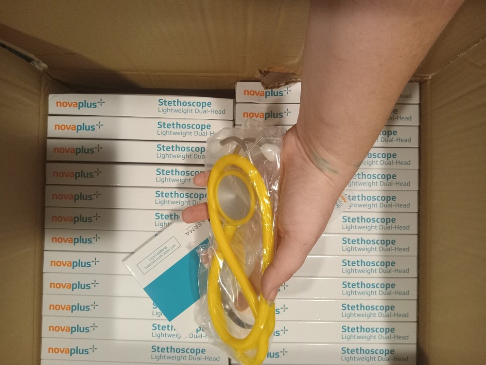 30 Count Kerma #V4330A NovaPlus Stethoscope, Lightweight Single-Head, Yellow