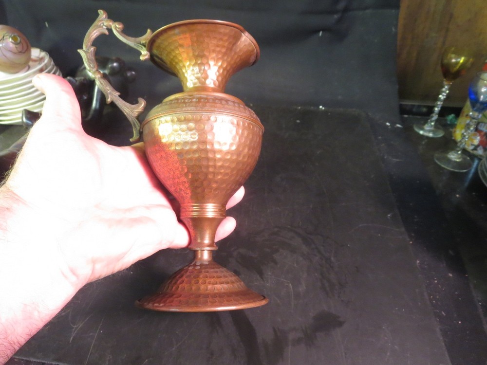 9-3/4" Hammered Copper Pitcher Unmarked