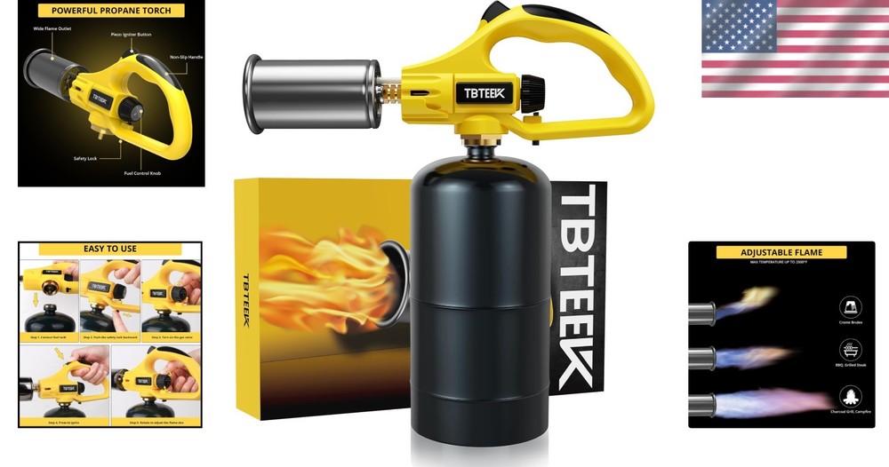 Refillable Propane Torch with Powerful Flame - Great for Culinary & Outdoor Use