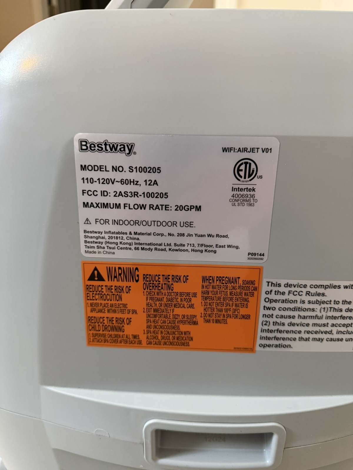 Bestway Saluspa Coleman Hot Tub Spa Heater Water Pump S100205 w/WiFi Nice Shape