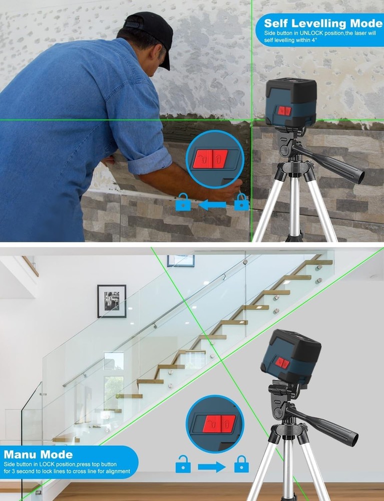 Self-Leveling Green Laser Level with 360° Rotatable Tripod for Accurate Projects