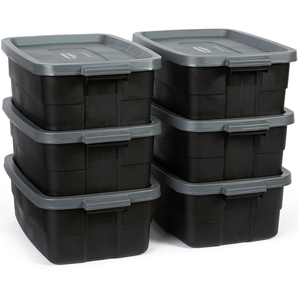 Rubbermaid Roughneck 10 Gallon Storage Bins 6 Pack Stackable Versatile Durable