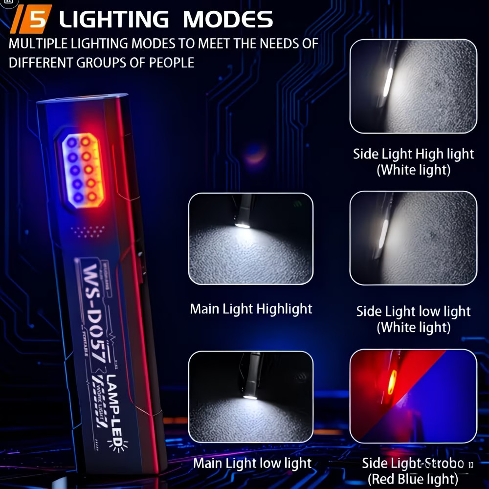 2 LED Flashlight Work Light, Emergency Flashlight, Flash light, red white blue