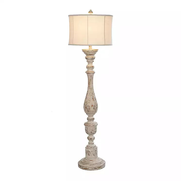 Kirkland's Distressed Cream Spindle Floor Lamp