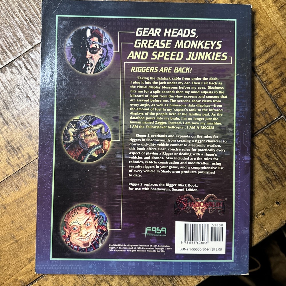 Shadowrun Rigger 2 FASA 7906 Sourcebook Cyberpunk Tabletop RPG