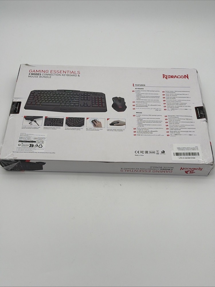 Redragon Gaming Essentials 3 Modes Connection Keyboard And Mouse Bundle - Black