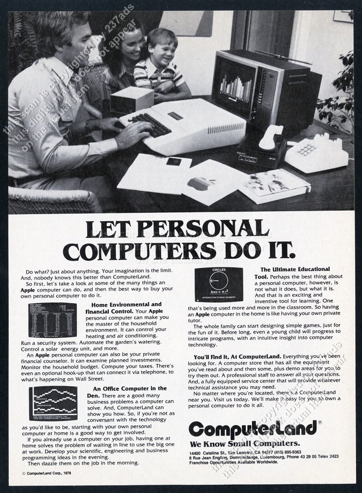 1979 Apple II computer photo Computerland vintage print ad