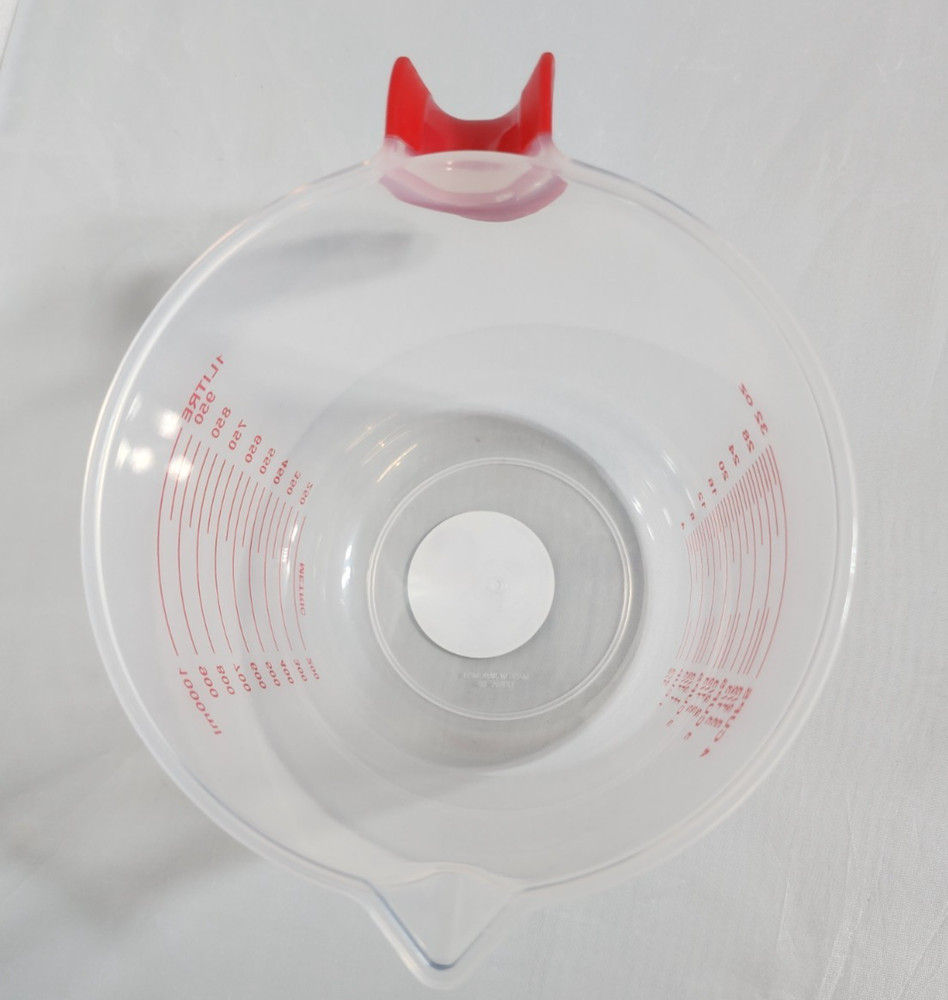 2 PACK Clear Plastic 4 Cup Measuring Cup with Red Handle – 32 oz Kitchen Measure