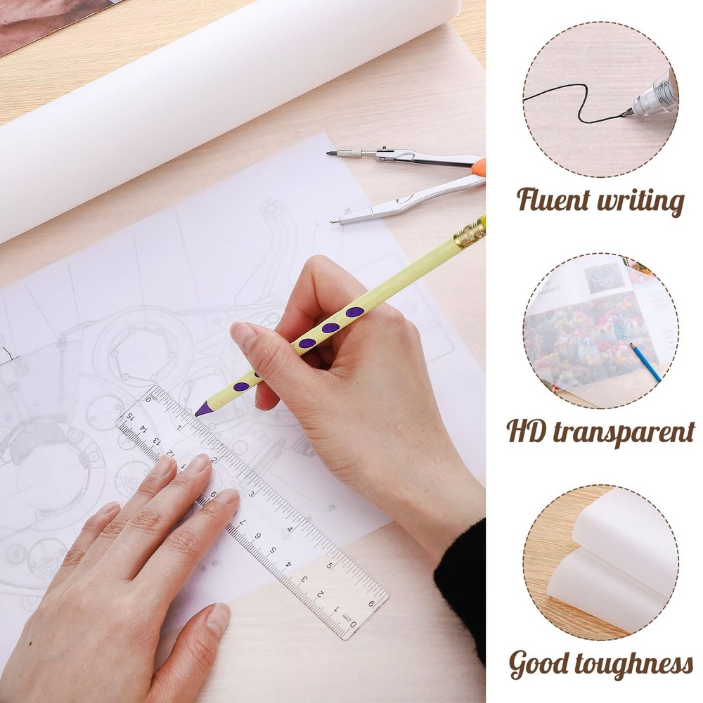 Tracing Paper Roll 12in x 25yd, White Trace x Translucent