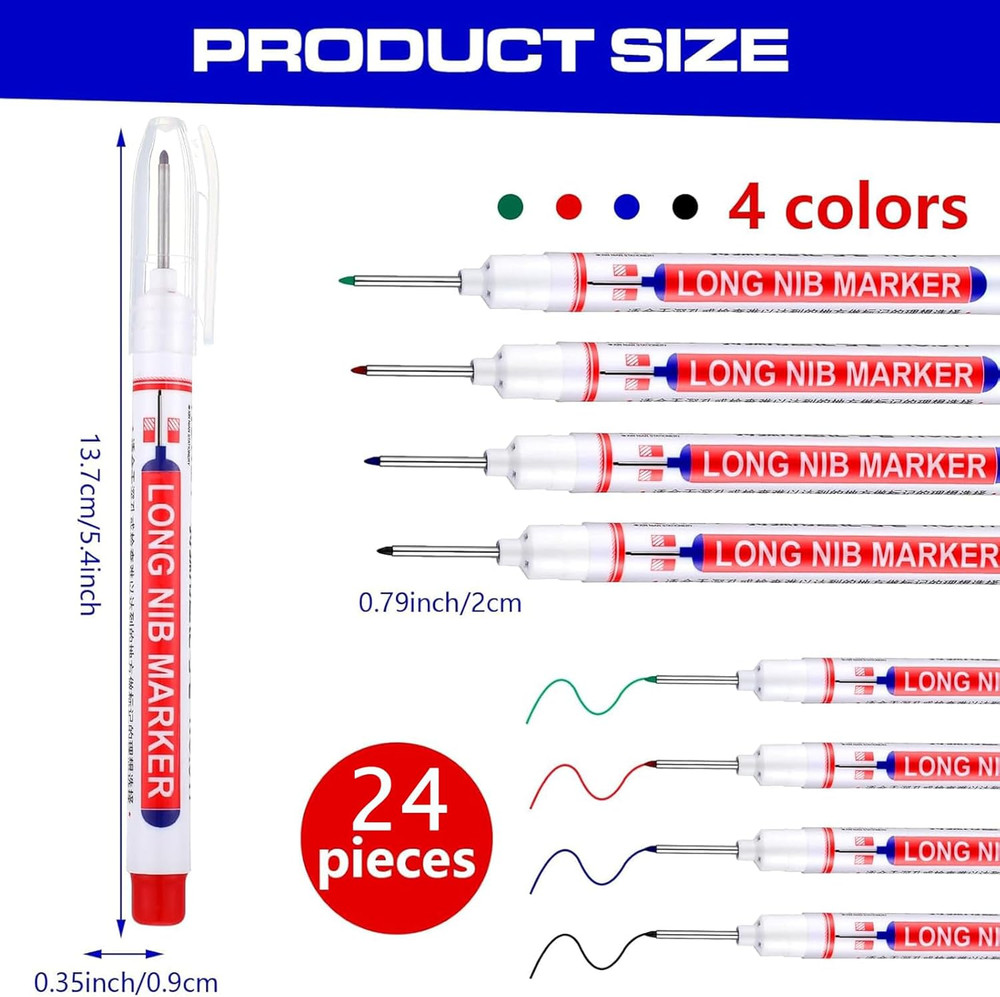 Eersida Multi-Purpose Deep Hole Marker Pens 20Mm Long Head Drill Deep Nib Marker