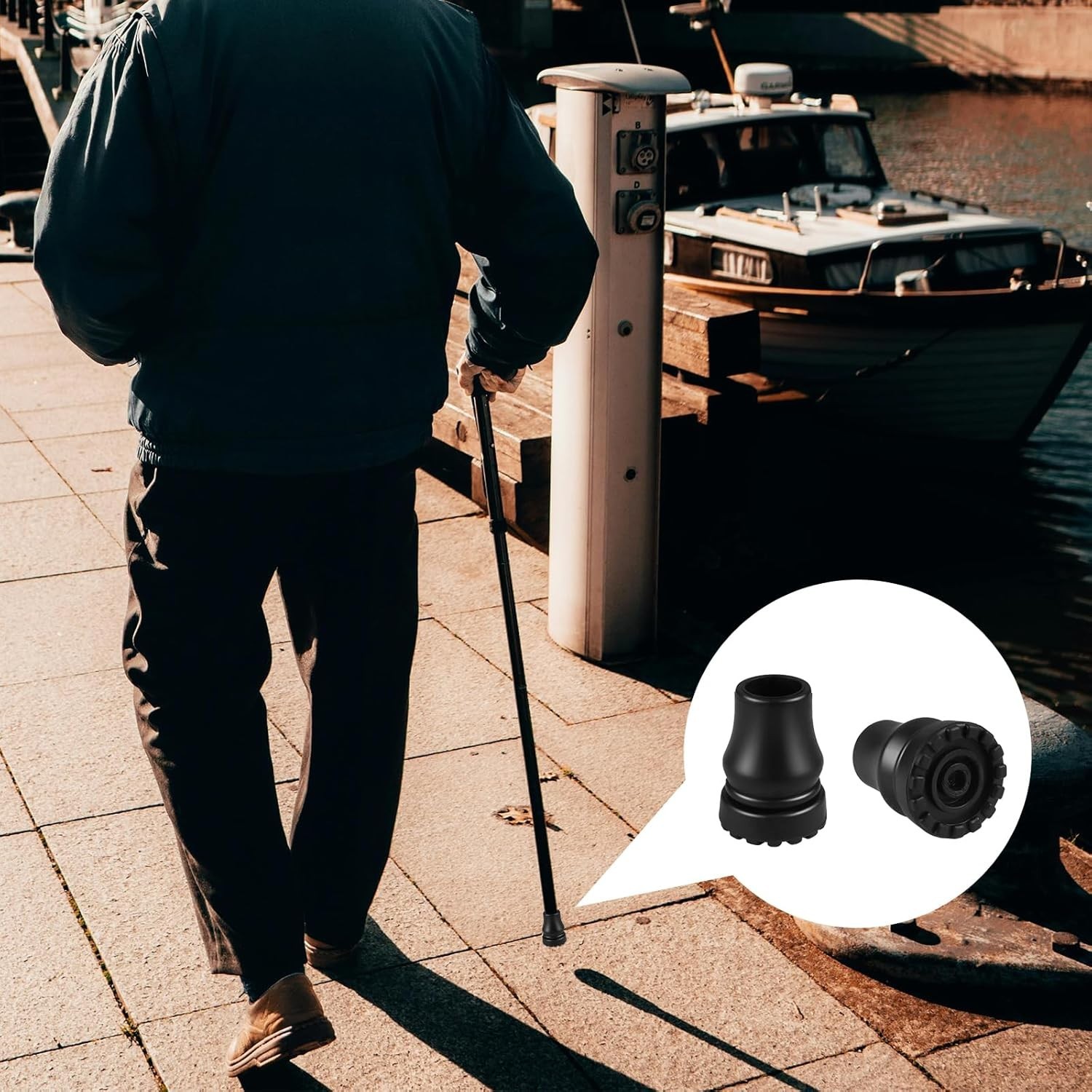 4Pcs Cane Tips 3/4 Inch Heavy Duty Rubber Cane Tips Anti Slip TPR Replacement...