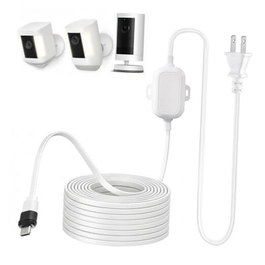 25ft USB C Power Adapter for Ring Spotlight Cam Plus/Pro (Battery) & Ring
