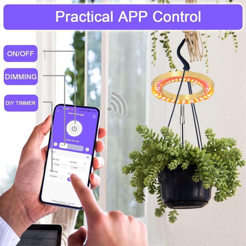 Grow Light Plants Full Spectrum LED Plant Light Adjustable Automatic Timer US