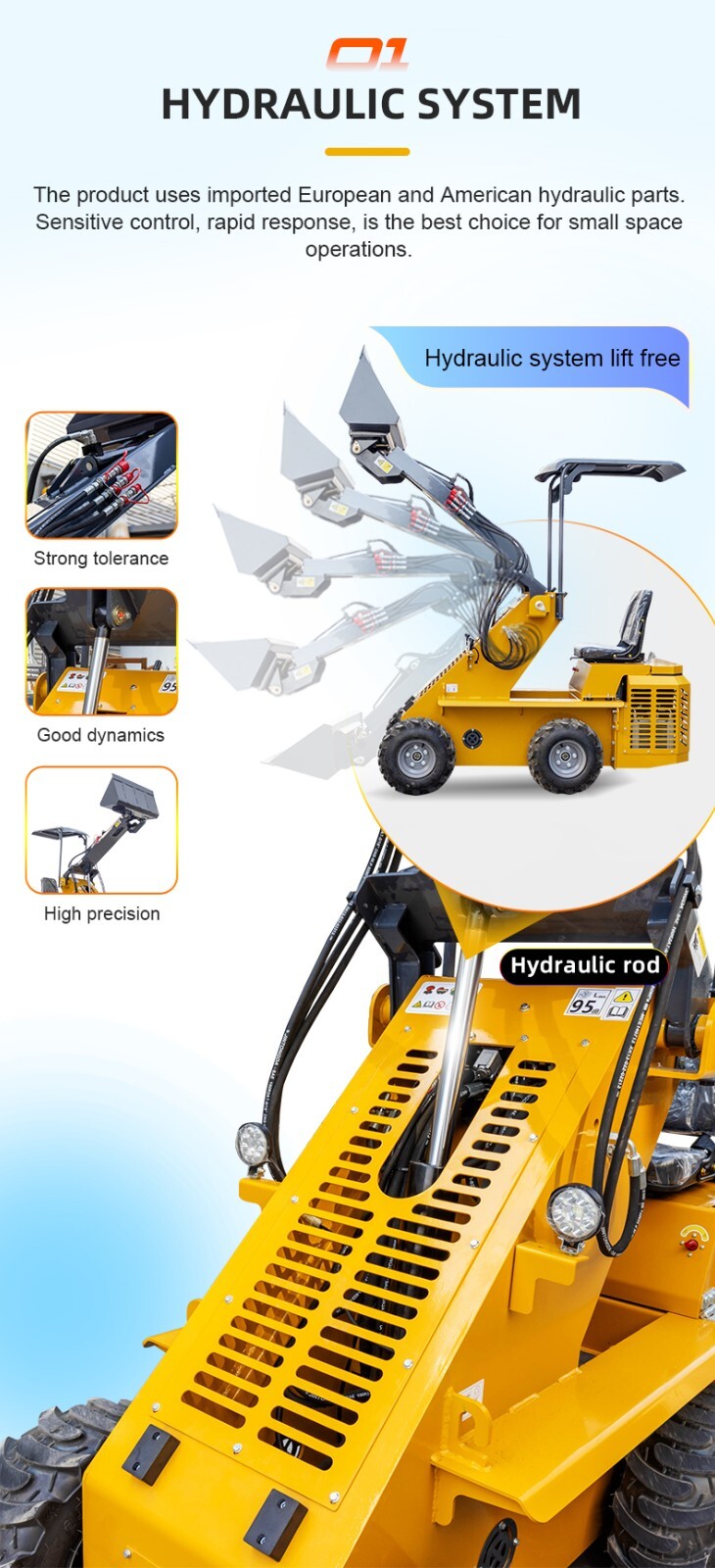 New Mini Skid Steer Loader Wheel Type Riding Skid Machine