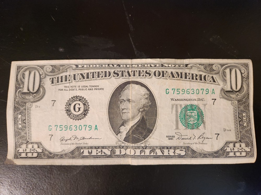 Misaligned 1981 $10 Bill Misprint