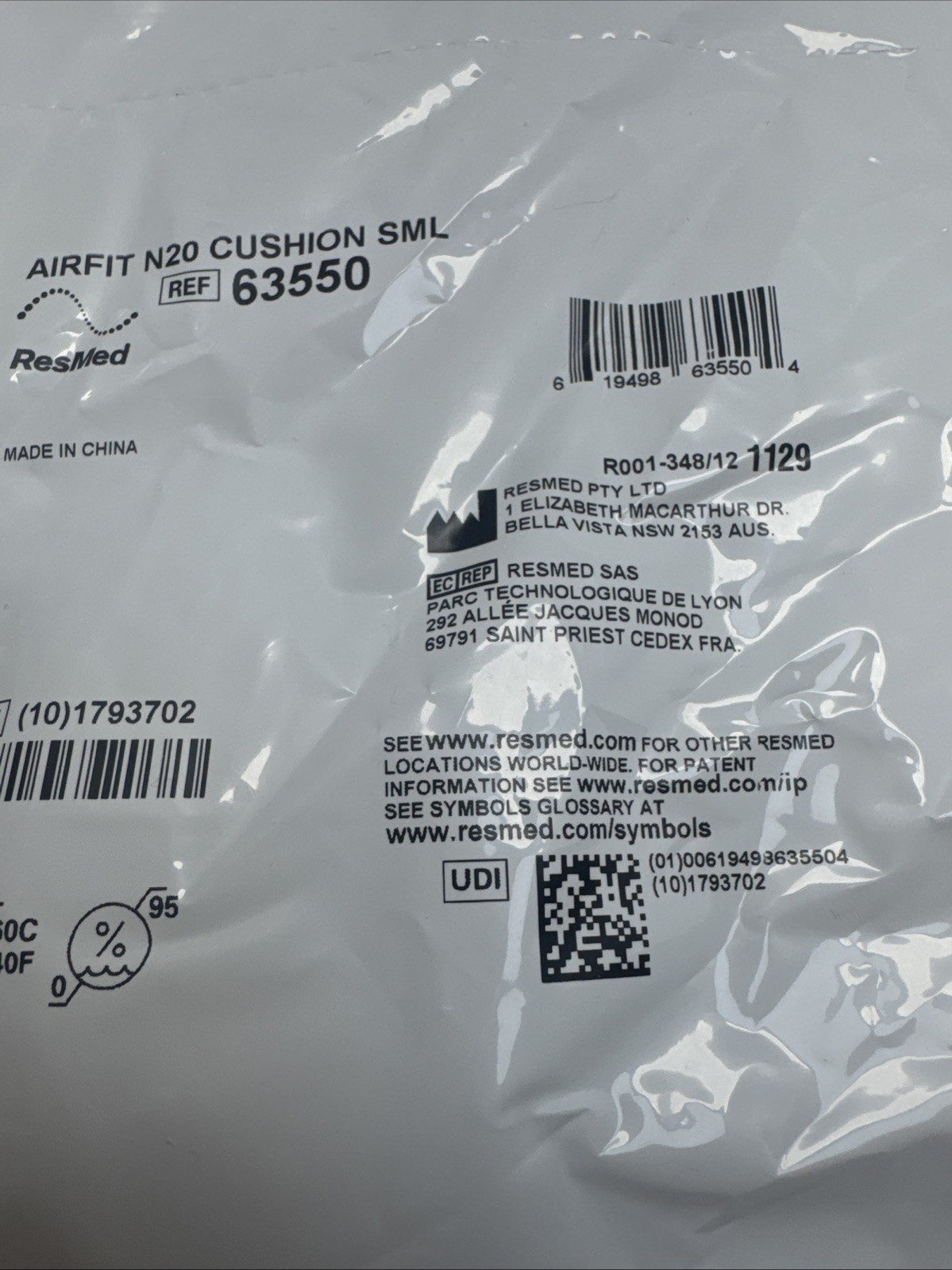 Lot of 5 ResMed Airfit N20 Nasal Pillows Cushion Size Small 63550 NEW SEALED