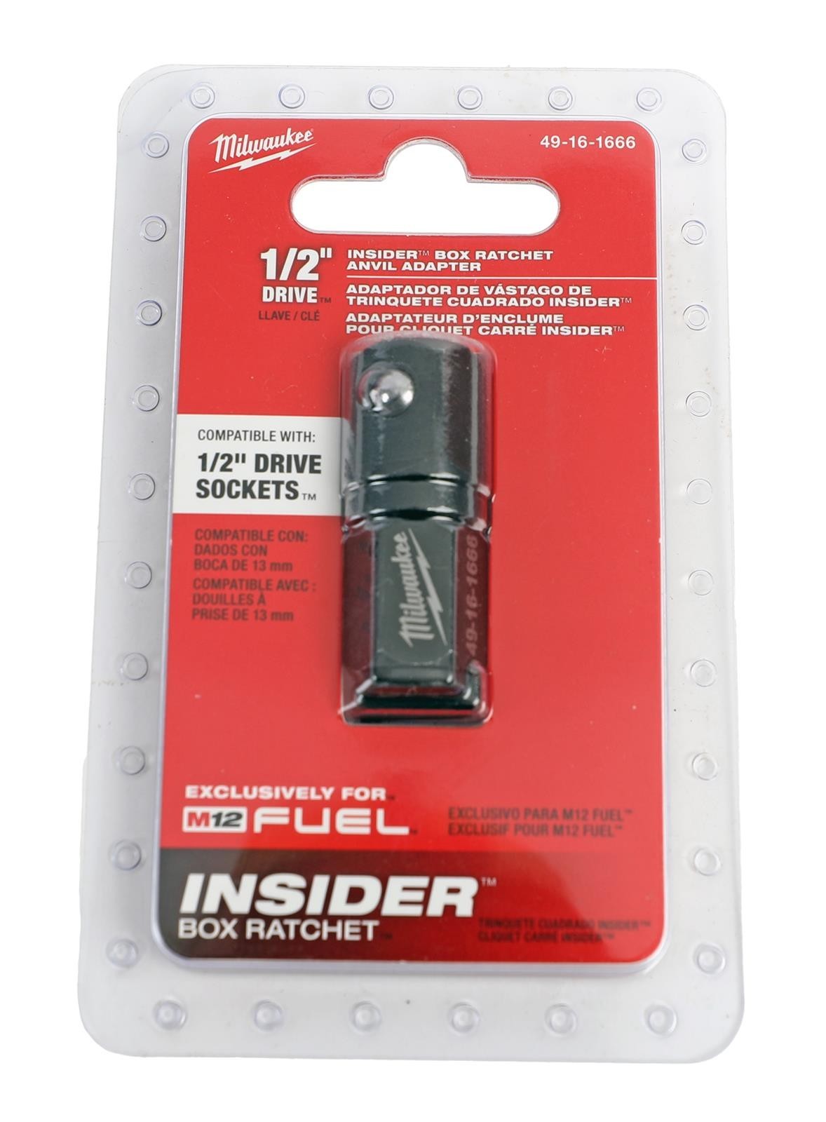 Milwaukee 49-16-1666 Insider Box Ratchet 1/2'' Anvil Adapter