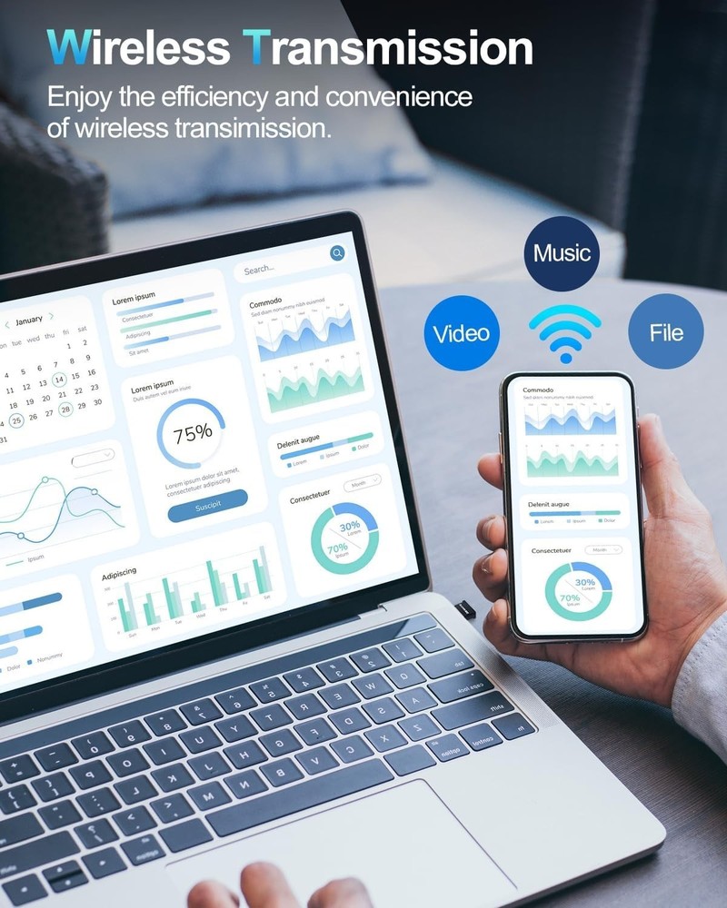 USB Bluetooth Adapter for PC, 5.3 Bluetooth Dongle Receiver EDR & BLE, Plug a...