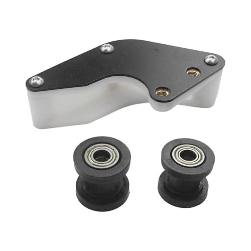 Motorcycle Aluminum with Plastic Chain Guard Guide + Chain Rollers Wheels Black