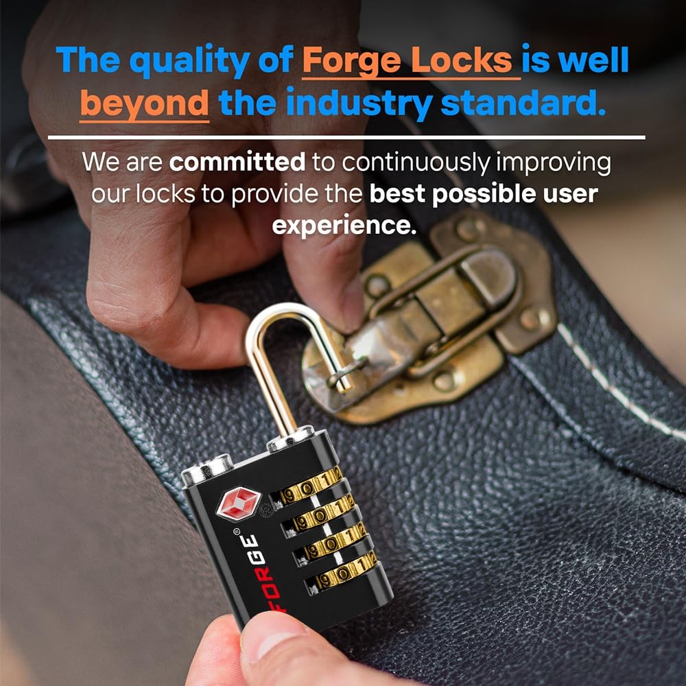 Forge Dual-Opening: Key or Combination Access Lock, TSA 4 Pack, Black