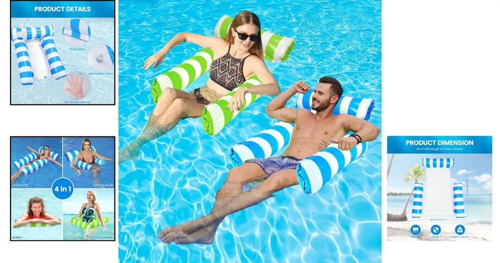 Versatile Inflatable Floating Hammock - Durable & Portable for Pools & Beaches