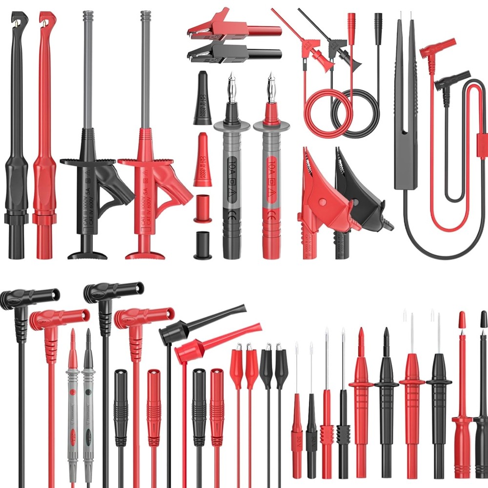 Silicone Multimeter  Leads Kit 33PCS with Replaceable Wire Piercing Probes Se...