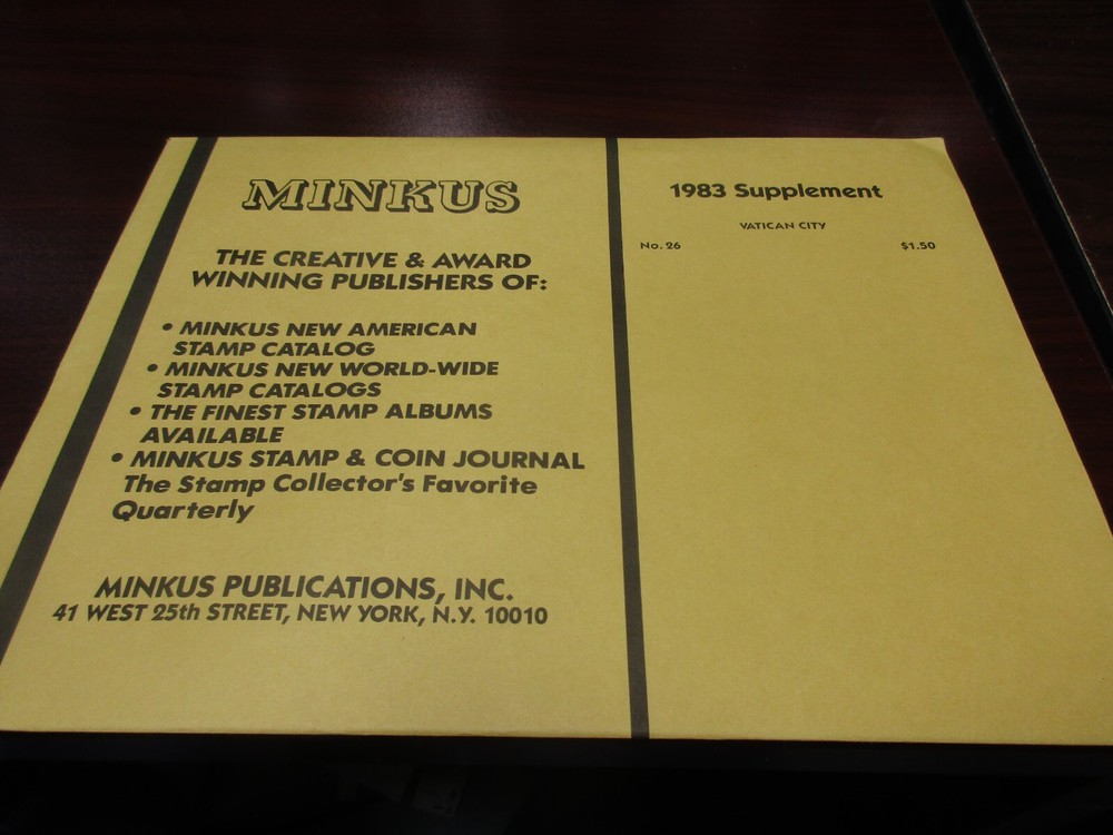 "MINKUS" 1983 SUPPLEMENT VATICAN CITY  W/FREE SHIPPING!!!